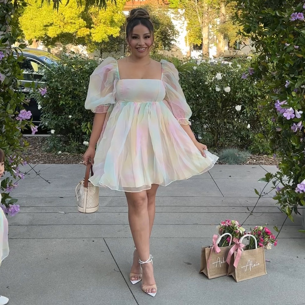 Pastel Puff Sleeve Dress